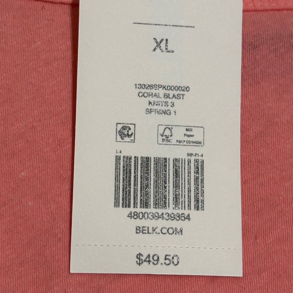 Wonderly Boat Neck Top Women XL Coral Blast Linen Cotton Blend Dolman Sleeve NEW - Picture 5 of 8
